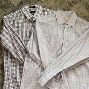 Michael Kors and Nordstrom Men's Plaid Button-Down Shirts - Purple and Pink